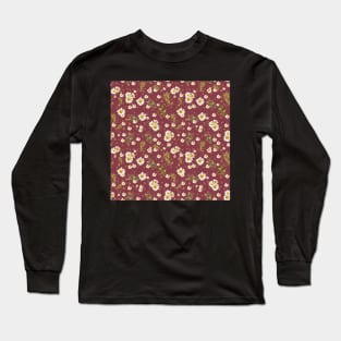 White Daisies Field Garnet Pattern Flowers Long Sleeve T-Shirt